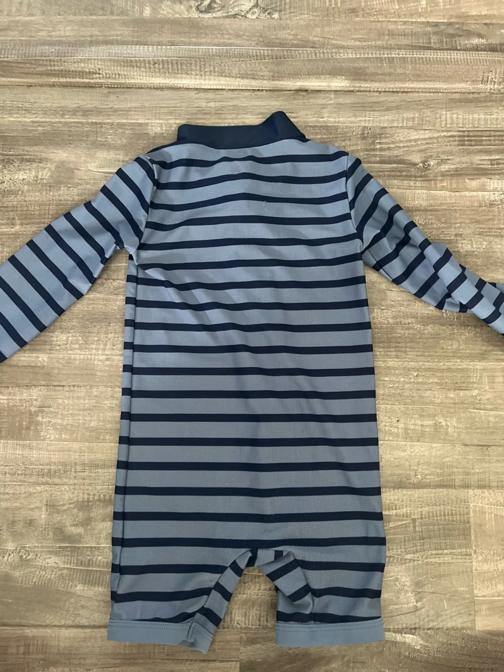 Blue Striped and Ocean Print Rash Guard One Pieces